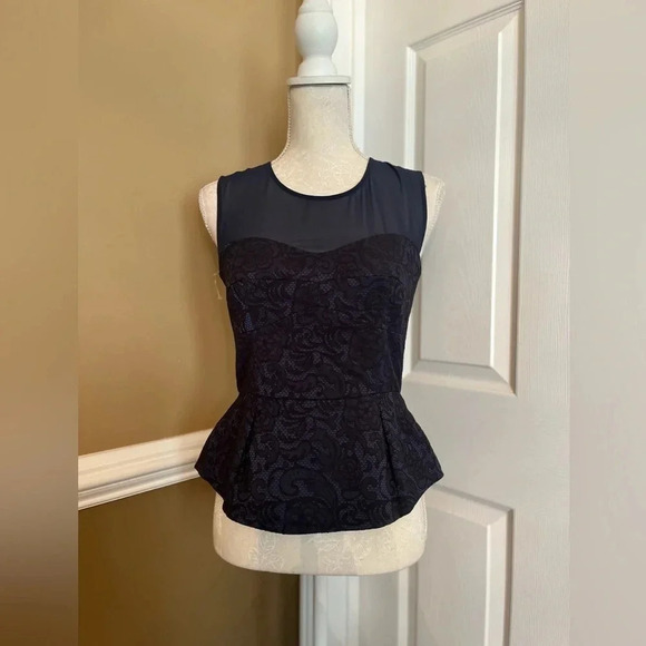 BCBGMaxAzria Noemi Corset Peplum Blouse in Dark Navy size S - Picture 9 of 14